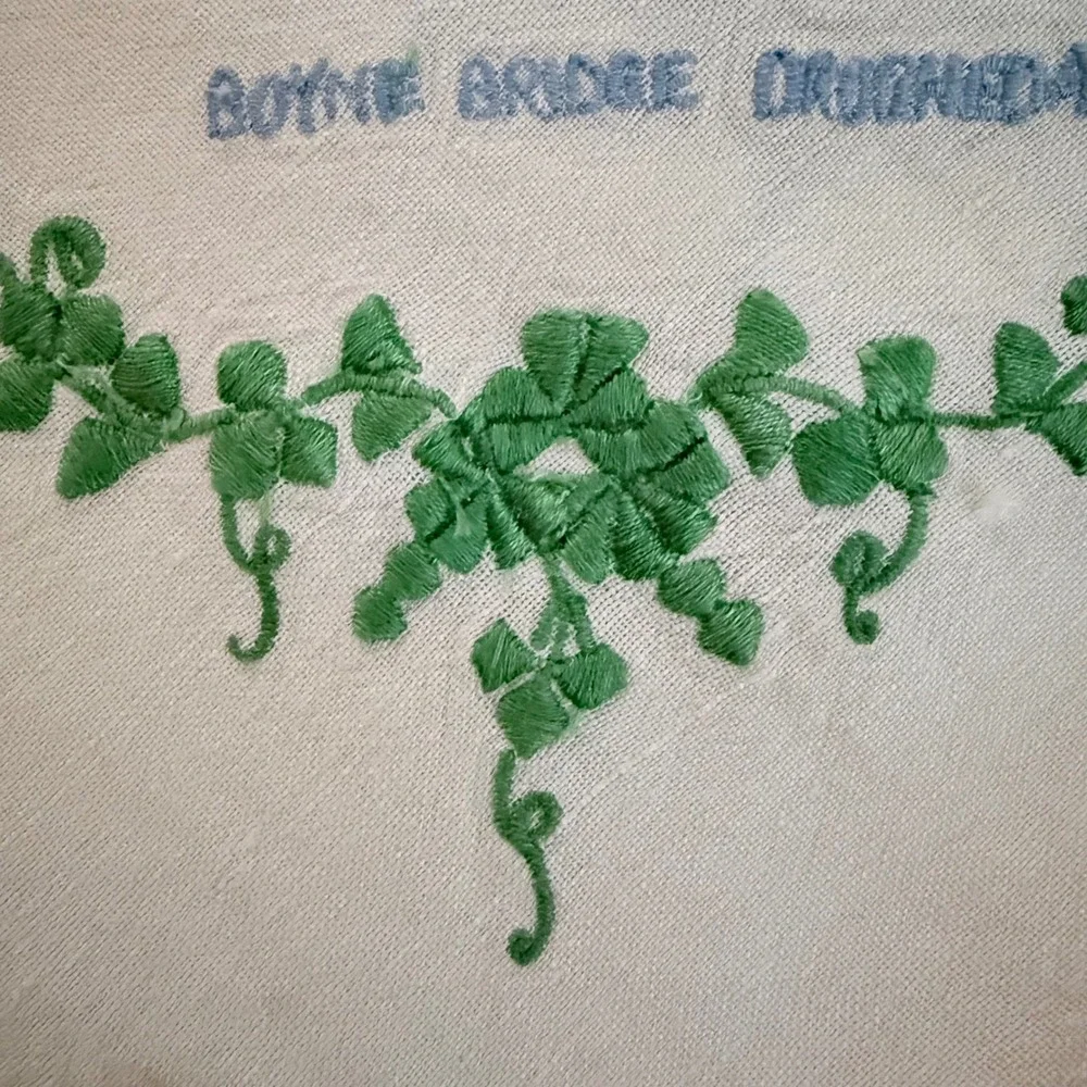 Vintage Boyne Bridge Viaduct Drogheda Cream Irish Embroidered Linen‎ 32
